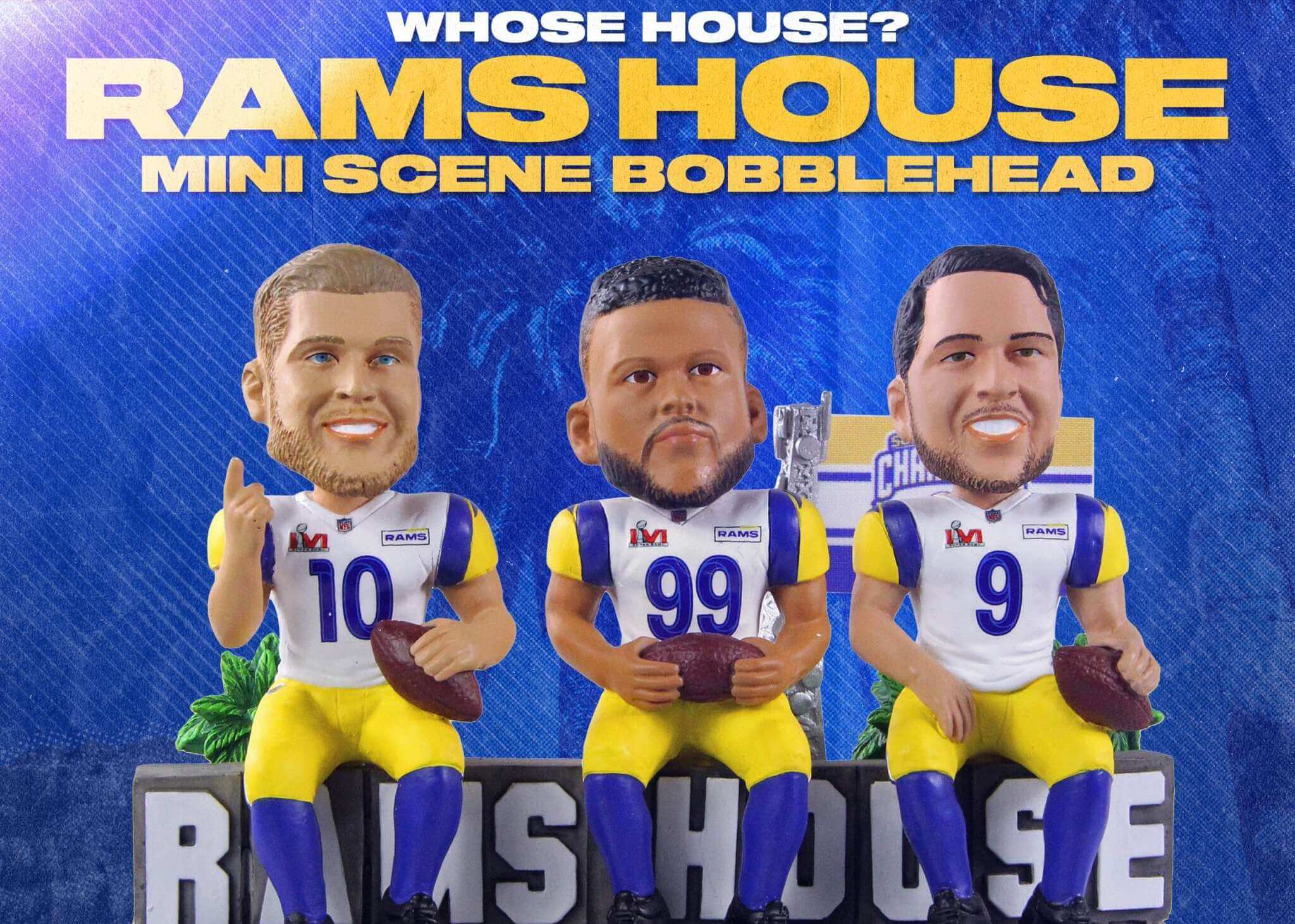 Aaron Donald, Cooper Kupp, Matthew Stafford, Rams House bobblehead, FOCO