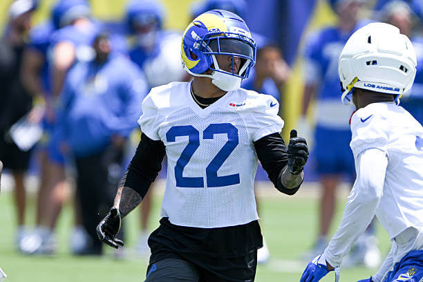 Woodland Hills, - June 08:Rams Trent McDuffie (22) at Rams practice on Monday, June 8, 2026. (Photo by David Crane/MediaNews Group/Los Angeles Daily News via Getty Images) g Trent McDuffie