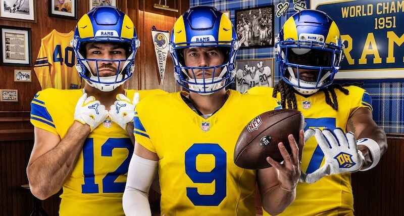 The Los Angeles Rams unveiled two new alternate uniforms, Classic Sol and Fearsome White, celebrating what they call “two defining chapters in franchise history through modern design,” via the Rams. Matthew Stafford, Puka Nacua, Davante Adams